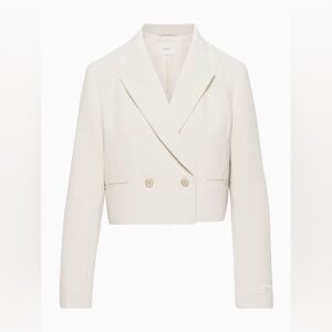 ARITZIA WILFRED DESTINY WAIST CROPPED BLAZER IN MATTE PEARL
